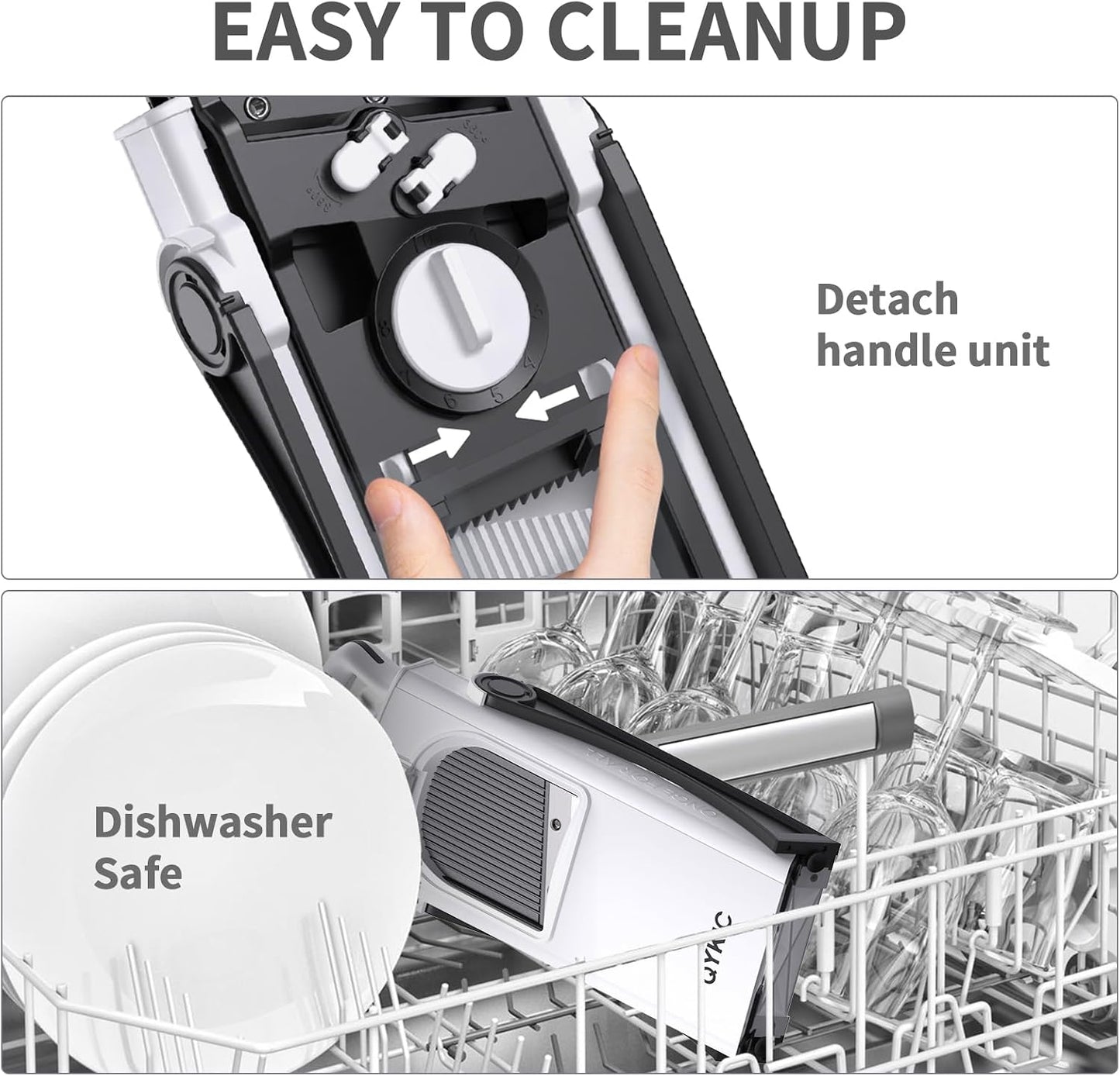 8 in 1 Mandoline Slicer for Kitchen, Vegetable Chopper, Potato Slicer, Fry Cutter Onion Chopper with Drain Basket Food Container with Lid, Stainless Steel Cheese Grater for Quick Meal Pre (Black)