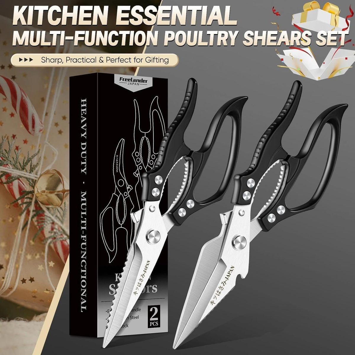 Freelander Kitchen Scissors Set - All Purpose Heavy Duty Poultry Shears