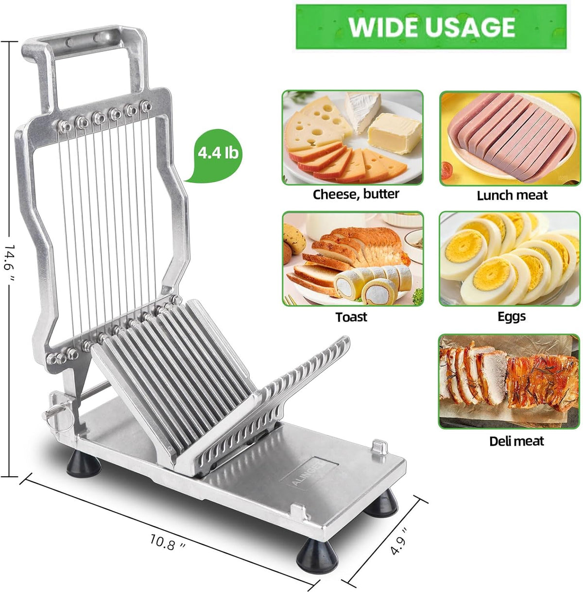 Commercial Cheese Slicer With Wire1 cm & 2 cm Cheese Cutter Butter Cutting Board Machine Aluminum Alloy Commercial Cheese Slicer with 316 Stainless Steel Wire Kitchen Cooking Baking Tool