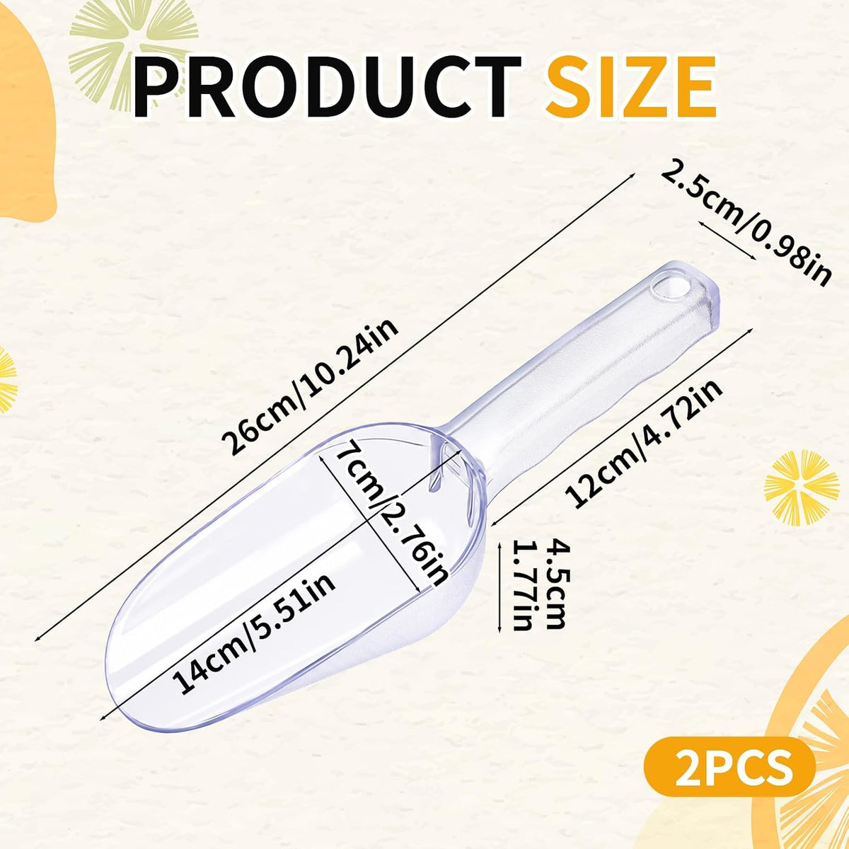 12 oz Plastic Ice Scoop for Freezer, Ice Scoop with Ergonomic Handle