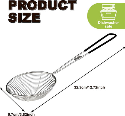 6 Pieces Stainless Steel Spider Strainer Skimmer, 4 Inch Hot Pot Kit Strainer Scoops with Long Handle, Asian Skimmer Spoon Ladle for Boba Pearls, Pasta, Meatball, Cooking & Frying Food
