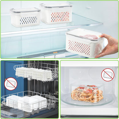 12 Pieces Fruit Storage Containers For Fridge with Removable Colanders