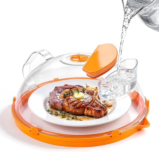 Microwave Splatter Cover for Food with Water Steamer 10inch, Food-Grade
