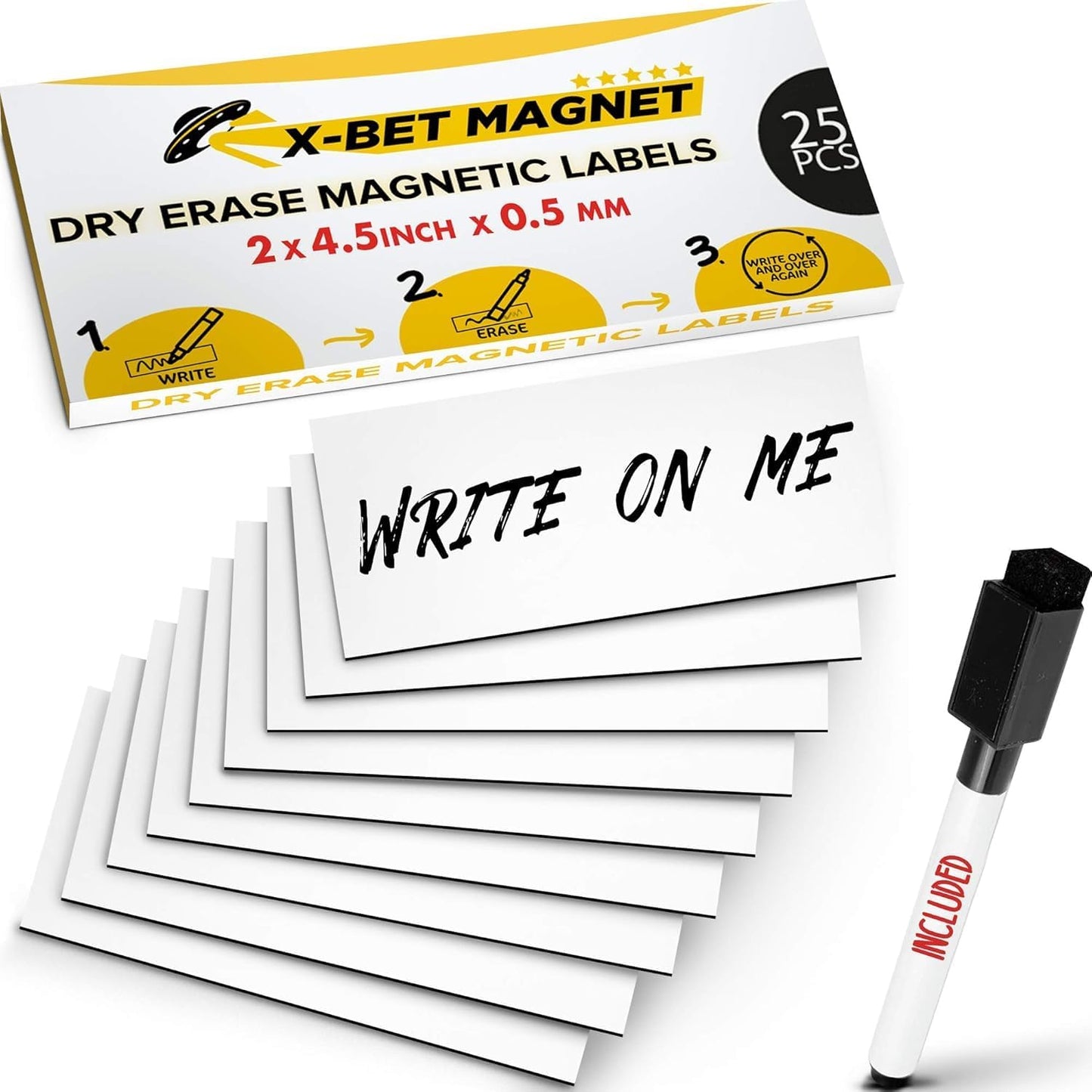 Dry Erase Magnetic Labels - Reusable Sticky Notes - Notepads for Refrigerator - Dry Erase Magnet Sheets - Blank Magnet Stickers to Write On - Magnets for Whiteboard Classroom Fridge