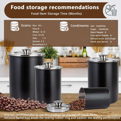 malmo Stainless Steel Food Canister Set of 4-Piece, 16/49/85/132 Ounces,Airtight Containers with Glass Lid for Tea,Coffee,Sugar,Flour,Pantry Kitchen Storage Storeroom Counter (Blue)
