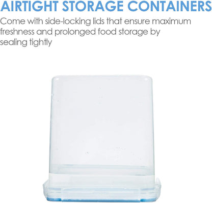 Vtopmart 4 PCS Large Food Storage Containers 5.2L / 175oz, 4 Pieces BPA Free Plastic Airtight Canisters for Flour, Sugar, Baking Supplies, Rice with Lids, 4 Measuring Cups and 24 Labels, Black