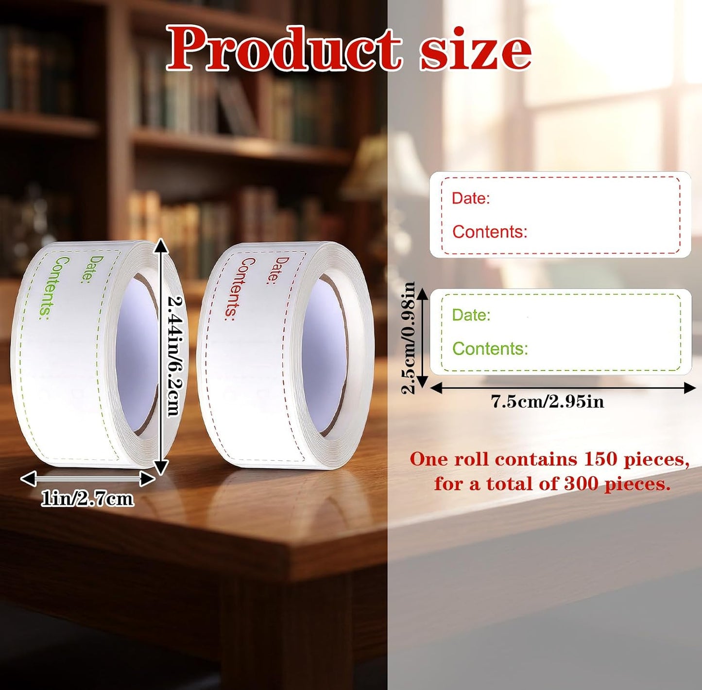 Qianyu 300 Pcs Removable Freezer Labels 1 x 3 Inch Waterproof Food Storage Containers Stickers Refrigerator Paper Date Tape Oil Resistant No-Residue for Kitchen Meal Prep Pantry Organization