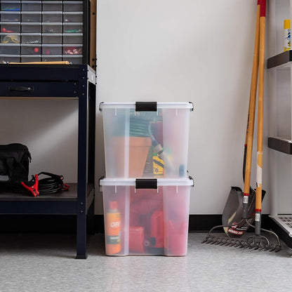 IRIS USA Storage Bins with Lids, WeatherPro Wheeled 106 Qt, Plastic, 3 Pack | Weather-tight gasket, wheels, and secure latches protect camping gear, tools, holiday décor, clothing, and documents.