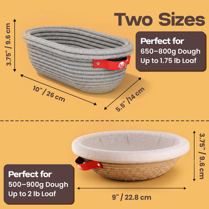 RICCLE Banneton Bread Proofing Basket, 2 Oval Sourdough Banneton Baskets