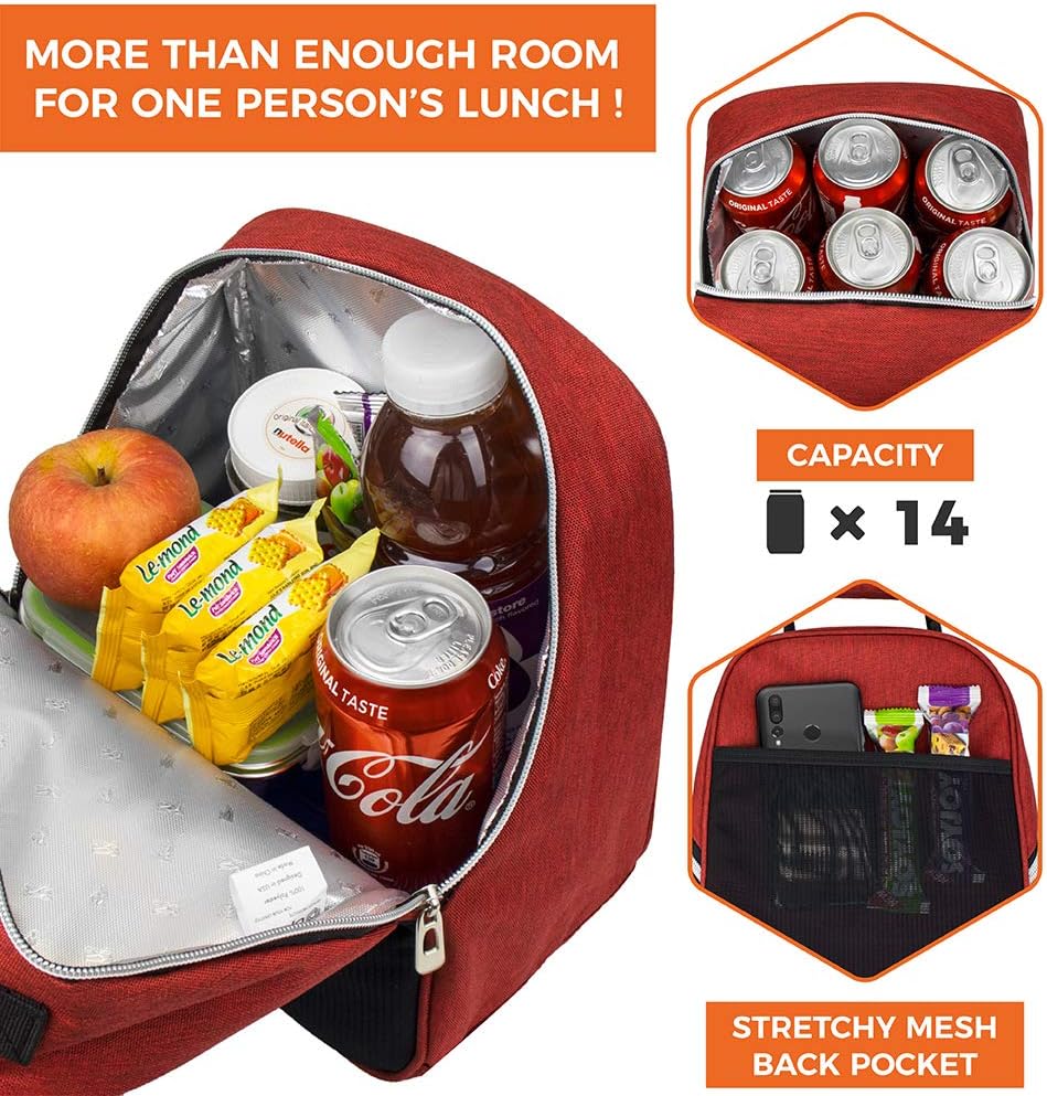 opux Lunch Box for Girls Boys Kids, Insulated Leakproof Lunch Bag, Reusable Teen Lunch Boxes for School, Medium Large lunchbox for Women Men Adult for Work with Front Back Pocket (Purple)