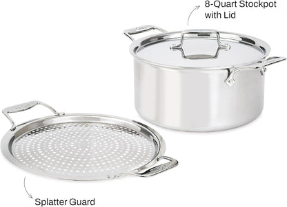 All-Clad Accessory, Stainless Steel Strain & Splatter Guard, 10.5-Inch, Easy, Mess-Free Straining, Multifunctional Design, Pots and Pans, Cookware, Kitchen Gadgets, Cooking Tools, Silver