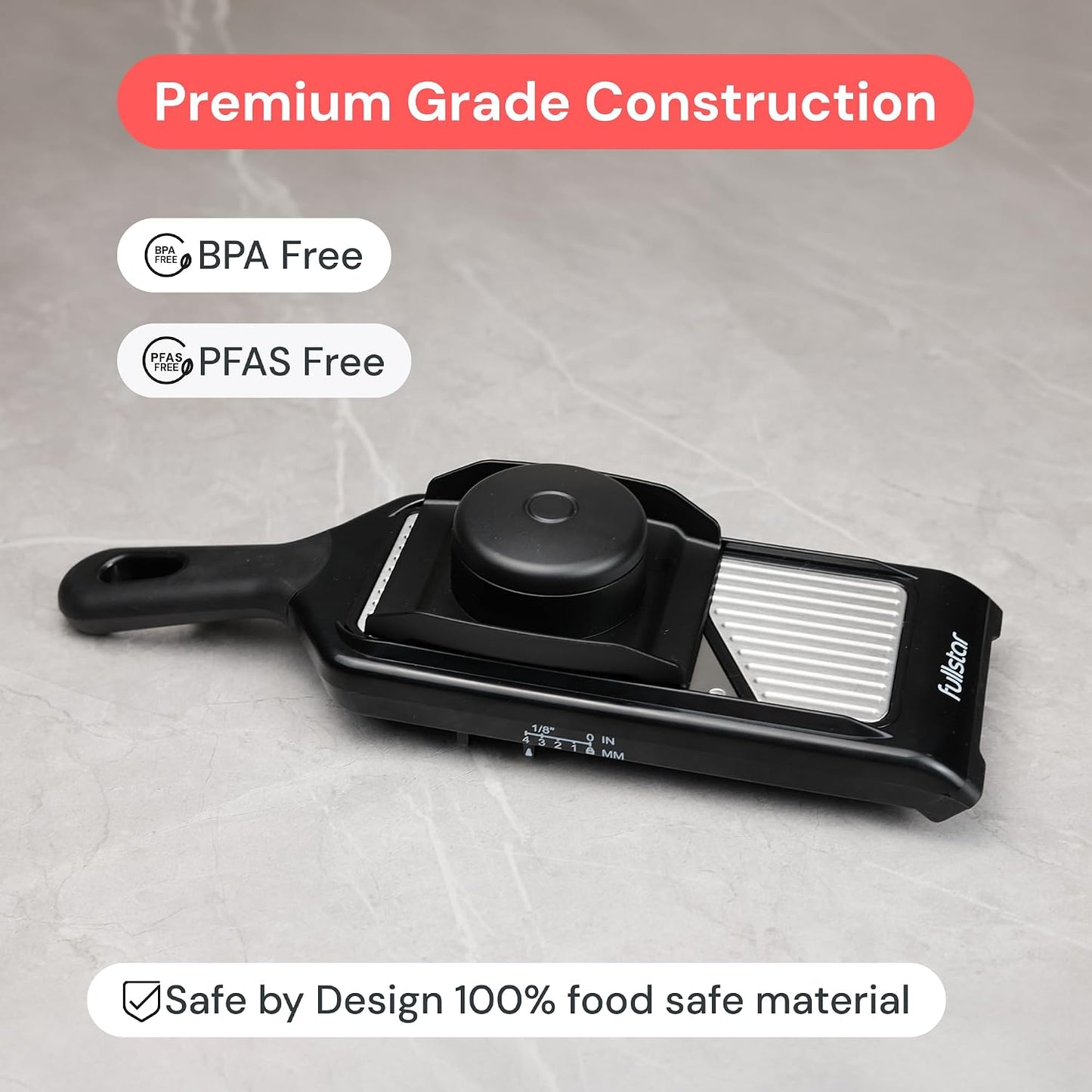 Fullstar 2-in-1 Handheld Mandoline Slicer for Kitchen - 4 Thickness Settings Vegetable Food Onion Slicer, Julienne Blade, Stainless Steel Guard, Easy to Use, Sharp Blades, Veggie Slicer & Fruit Cutter
