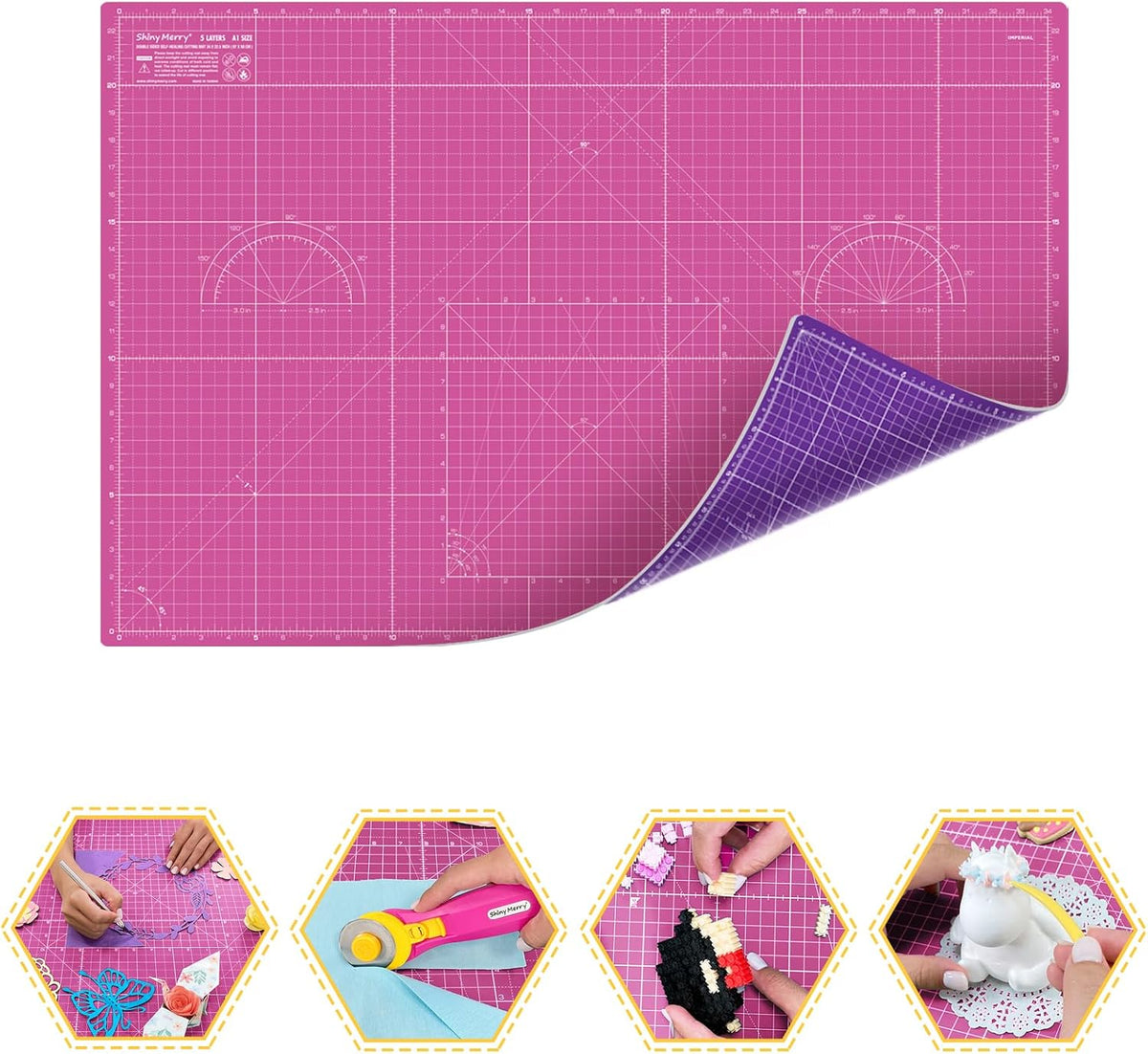 Self Healing Cutting Mat A3 12"x 18" Double Sided Pink Mat