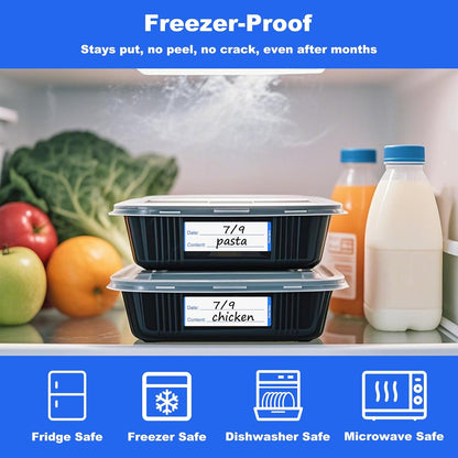 NATURALABEL 300 PCS Removable Freezer Labels with Dispenser - 1" x 3" Food Labels for Meal Prep Containers, Easy Peel-Off Design, No Residue (Green)