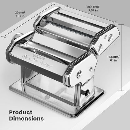 3-in-1 Pasta Maker, 9 Thickness Settings, Dough Rollers & 2 Size Cutters