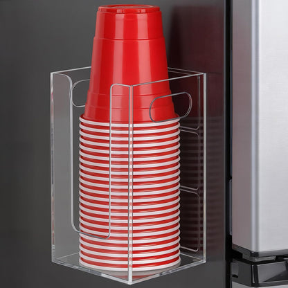 Cup Dispenser, Wall Mount Cup Holder Fits Cups Up to 18 oz, Disposable Paper & Plastic Coffee Cup and Lid Organizer for Countertop Bar, Kitchen, Breakroom Restaurant