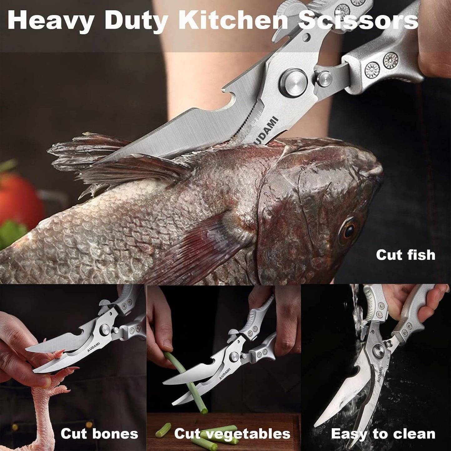 2 Pack Kitchen Shears,Heavy Duty Stainless Steel All-Purpose Poultry Meat Scissors for Cooking-Dishwasher Safe