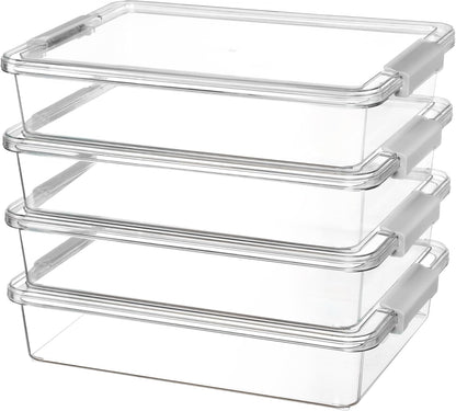 Vtopmart 8 Pack Clear Pencil Box with Removable Divider, BPA-Free Plastic Storage Containers for Pens, Pencils, Crayons, Markers, Craft Supplies and Small Items