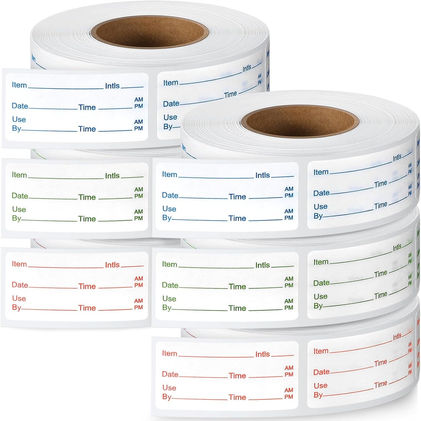 Harloon 3 Rolls 1500 Pcs Dissolvable Food Labels 1 x 2 Inch Removable Food Container Labels Stickers for Container Bottle Kitchen Restaurant Use, 3 Colors