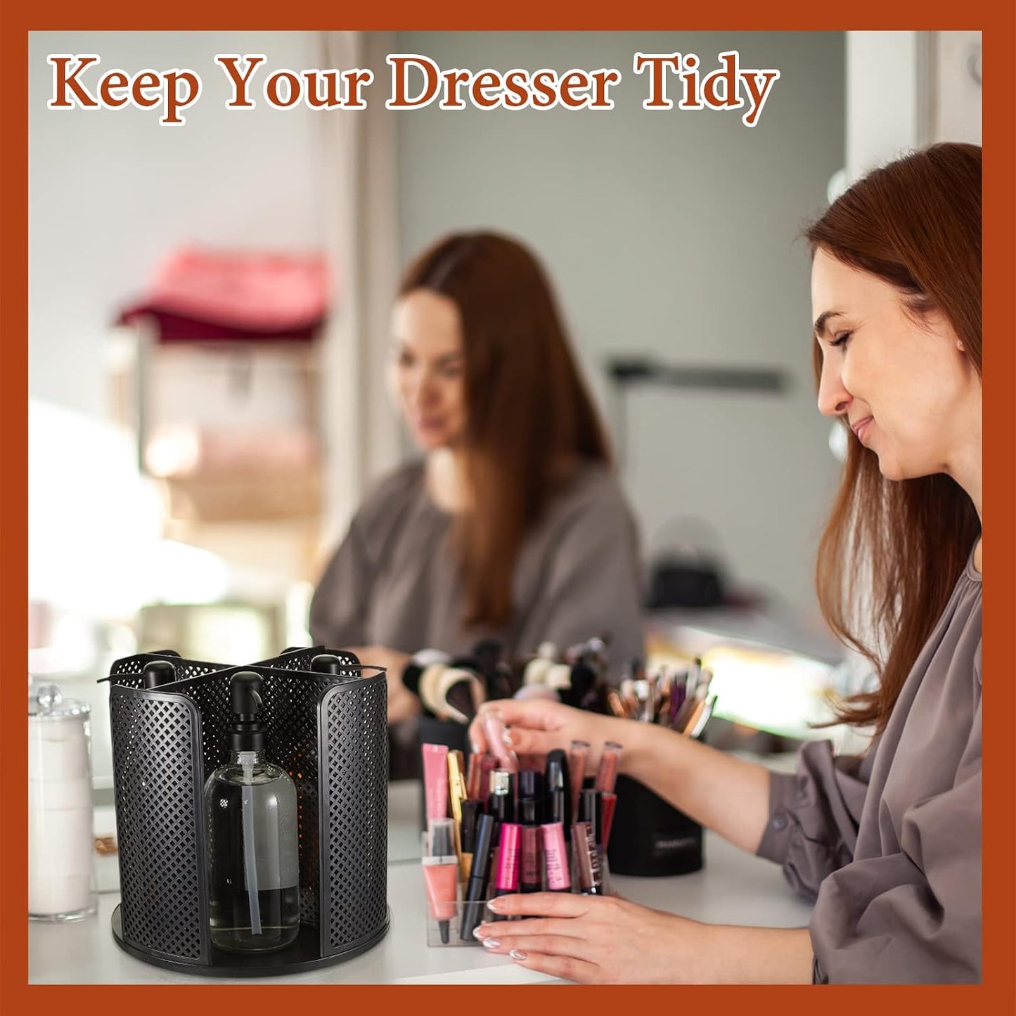 Hoolerry 2 Pcs Cup and Lid Organizer, 360° Rotatable Coffee Cup Holder for Disposable Plastic and Paper of 5 to 16 oz, Dispenser with 4 Compartments for Countertop Coffee Station Office Bar(Black)
