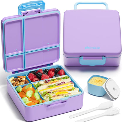 Fimibuke Bento Lunch Box for Kids, Leak Proof Toddler Bento Box with 4 Compartments BPA Free Dishwasher Safe Lunch Container with Utensils, Ideal Portion Sizes for Ages 3-12 Girls Boys for School