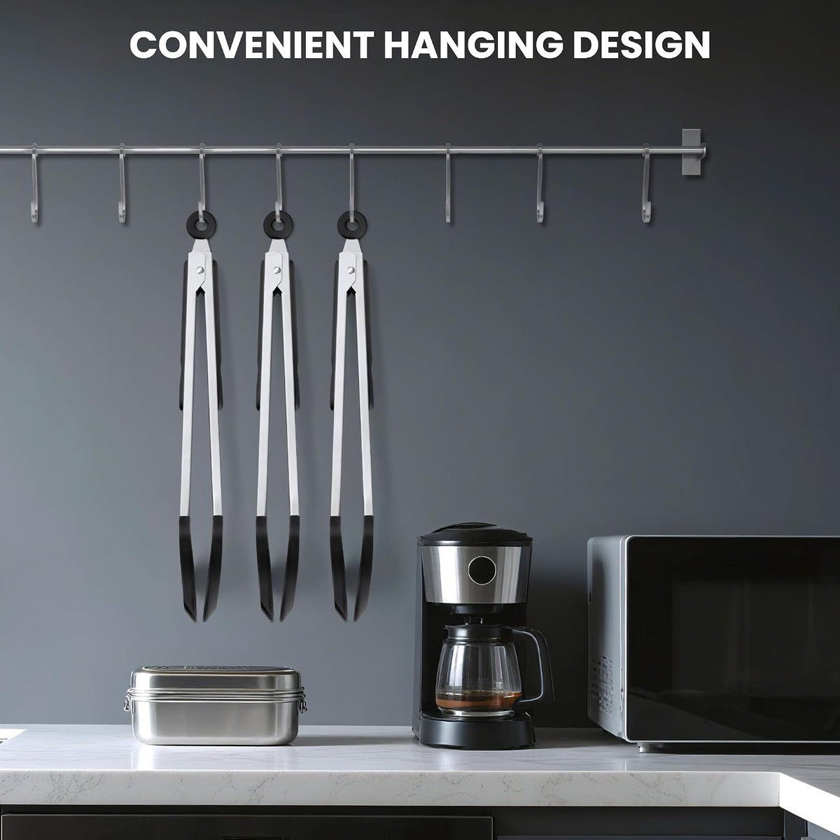 Kitchen Tongs with Silicone Tips, 9" & 12" Silicone Tongs for Cooking