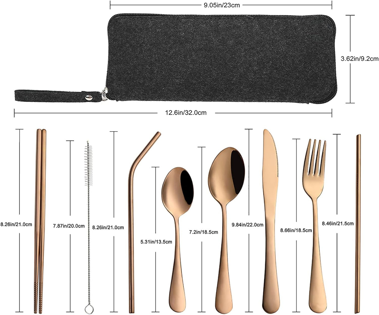 VANDBAO Camping Utensils Set, Portable Travel Utensils with Case for Fixing Tableware, Reusable Stainless Steel Stable Cutlery Set, Lunch Picnic Flatware Silverware (Rainbow Set)