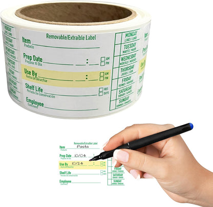 2x3 Removable Freezer Food Labels Stickers for Containers, 500 Waterproof Label Stickers for Jars, Removable Labels for Storage Bins, with Easy Peel-Off (500, Green)