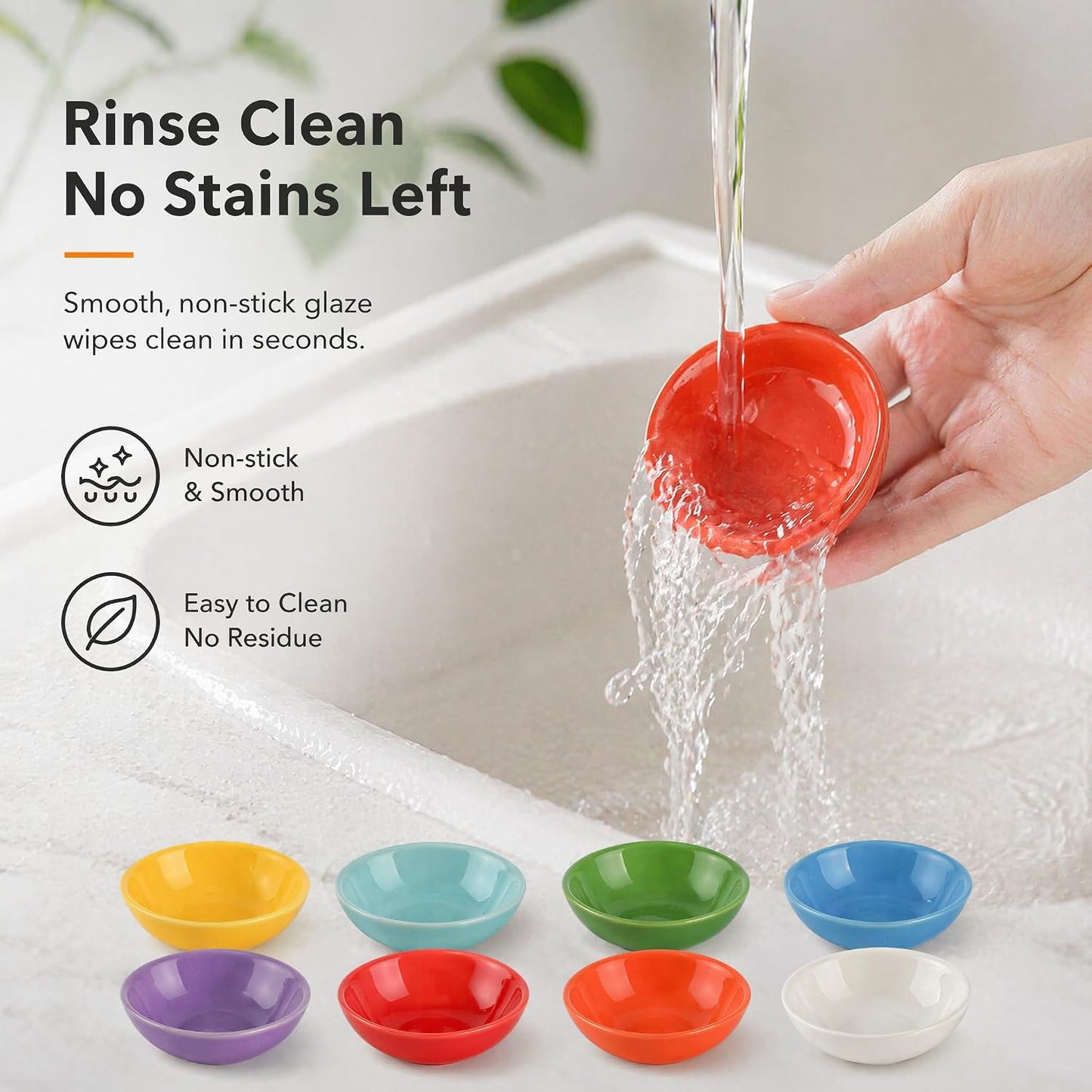 ZENFUN Set of 8 Ceramic Pinch Bowls Set, 3.5 Oz Porcelain Round Sauce Dipping Dishes, Mini Terracotta Dessert Bowls, Condiments Bowls in Bulk for Kitchen, Cooking Prep, Parties, Decor, Sushi