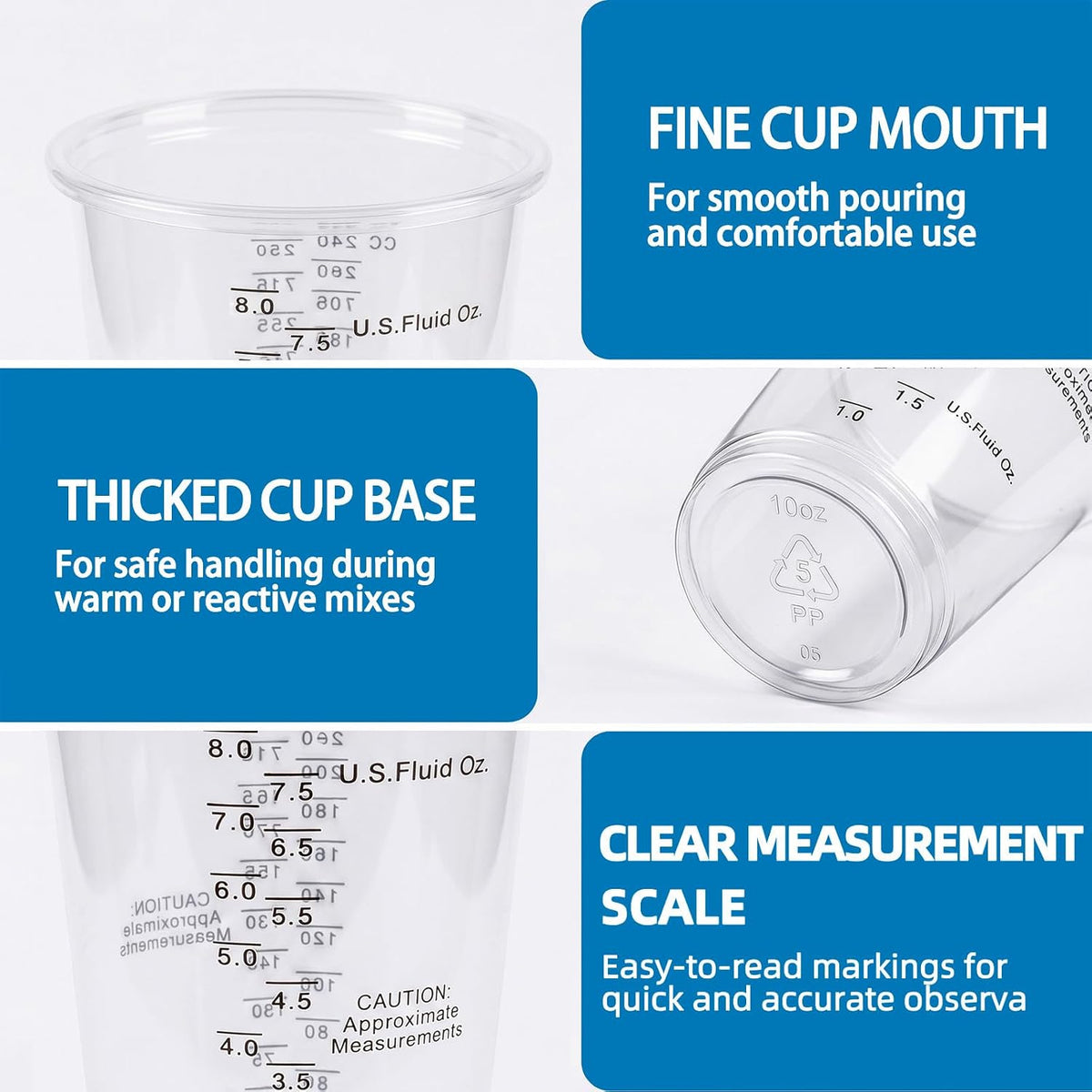 200 PACK Plastic Measuring Cups 8 oz, Disposable Mixing Cups with 200 Pieces Mixing Sticks, Graduated Liquid Measuring Cups for Epoxy Resin, Paint, Mixing, Art DIY