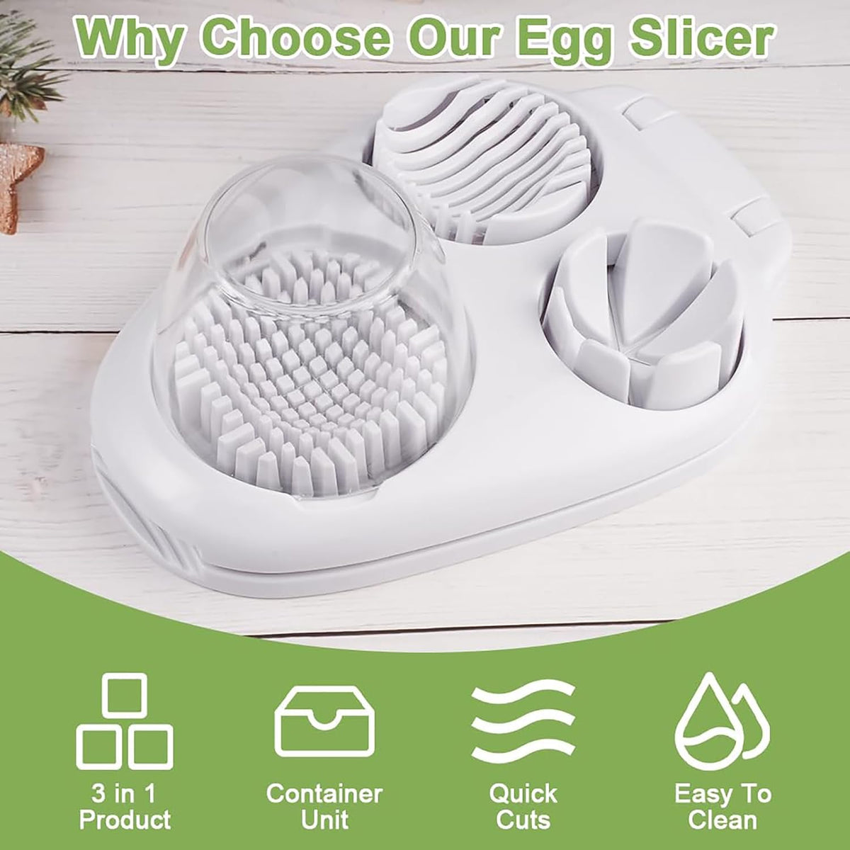 3 in 1 Egg Slicer for Hard Boiled Eggs with Cleaning Brush