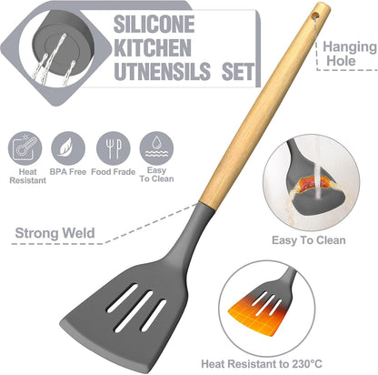 Umite Chef Food Grade Thickened Silicone (Stainless Steel Core) Kitchen Gadgets Tools Set - Kitchen Cooking Utensils Set, Heat Resistant Kitchen Spatula Tools Set