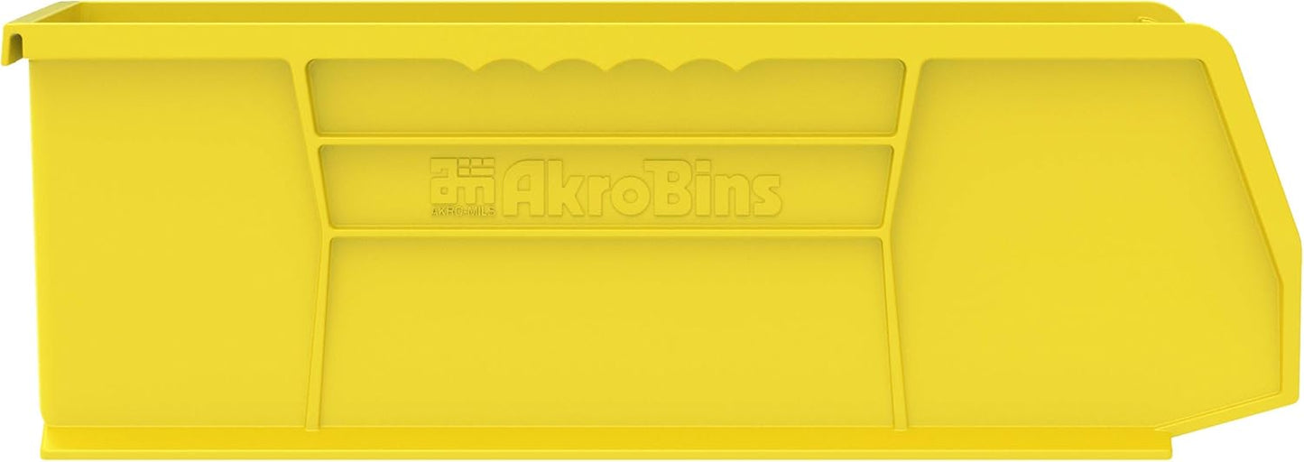 Akro-Mils 30234 AkroBins Plastic Storage Bins, Space-Saving Stackable Bins for Garage, Pantry, Craft Organization, 15" x 5" x 5", Clear, 12-Pack
