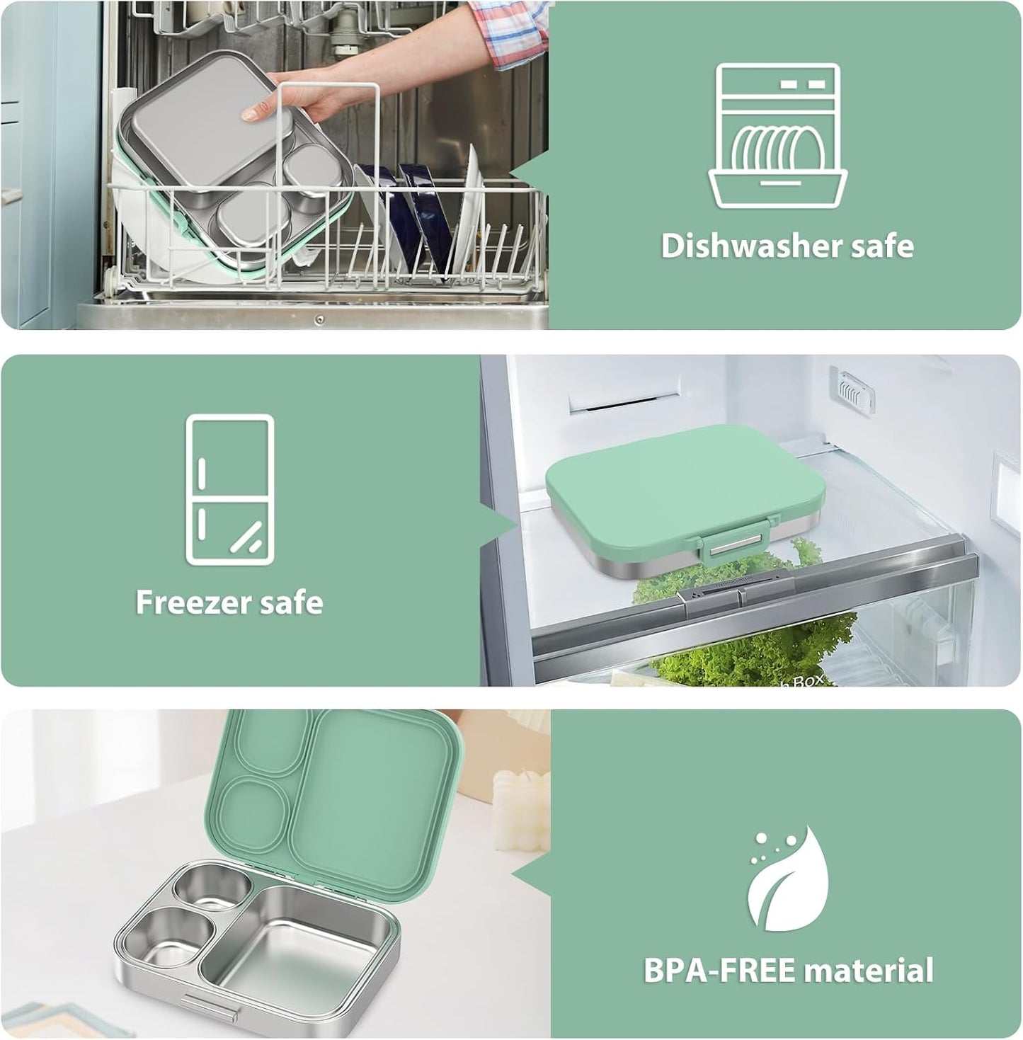 Pawtong Stainless Steel Bento Lunch Box for Kids | 3-Compartment Lunch Box Container Kids | 100% Leakproof, Eco-Friendly, Perfect Portion Control for Kids&Adult Healthy Meals (Purple)