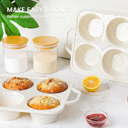 Vinino 2Pack Silicone Muffin Pan for Baking with Metal Reinforced Frame, 12 Cup Regular Size Cupcake Pan, BPA Free Silicone Muffin Tray, Cupcake Baking Pan Bite Molds for Oven Dishwasher Safe