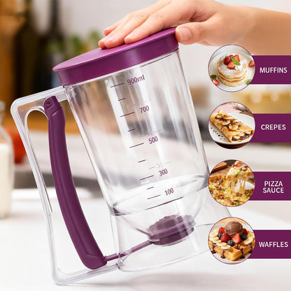 Pancake Batter Dispenser with Squeeze Handle and Measuring Marks