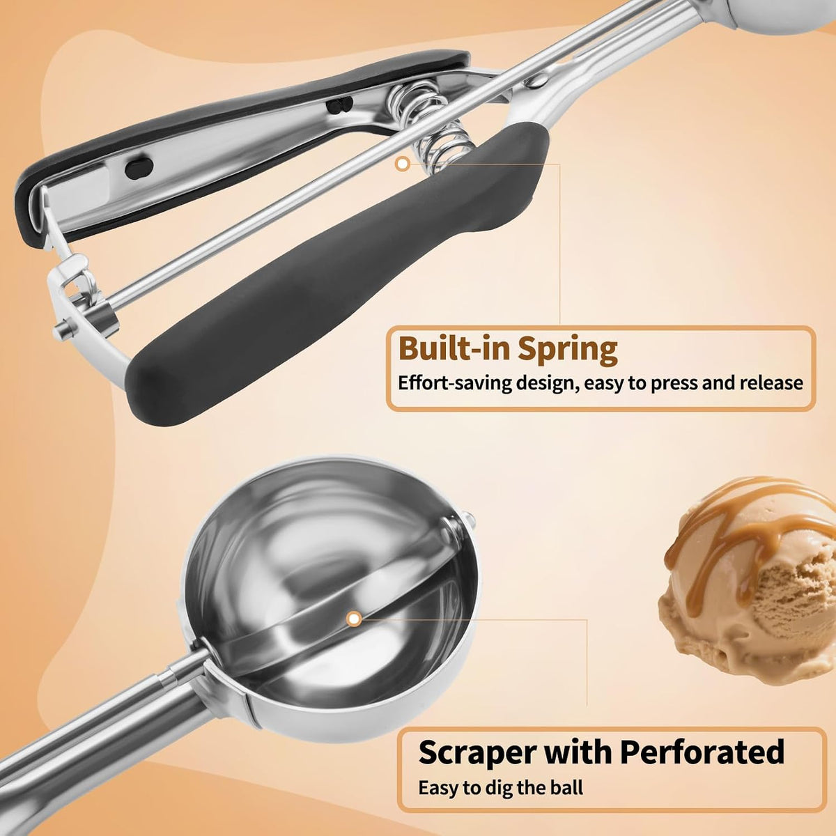 Large Cookie Scoop 3 Tablespoon, Size #20 Dough Scoops for Baking, Trigger Ice Cream Scooper, Stainless Steel Portion Scoop for Jumbo Cookies, Pancakes, Cupcakes, Meatballs