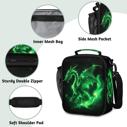 Insulated Lunch Box for Girls Kids Axolotl Lunch Bags Reusable Portable Lunchbox with Adjustable Shoulder Strap and Water Bottle Holder for Work School Travel
