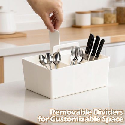 Silverware Caddy with Handle, Utensil Holder Organizer for Kitchen, Office, Bathroom