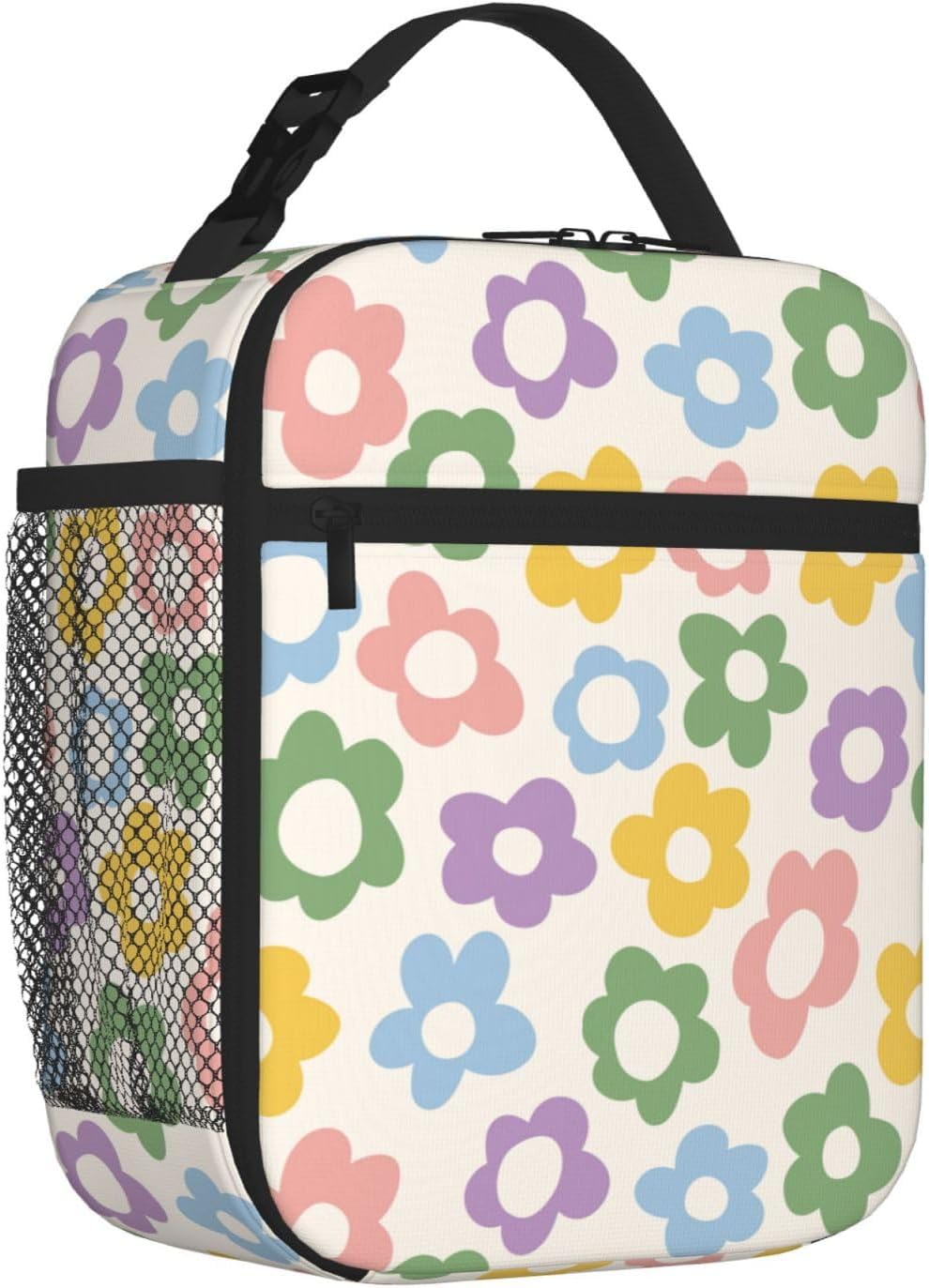 70s Retro Mushroom Floral Insulated Lunch Bag Reusable Cooler Lunch Box Portable Leakproof Thermal Container Tote Bags for Girls Boys School Travel