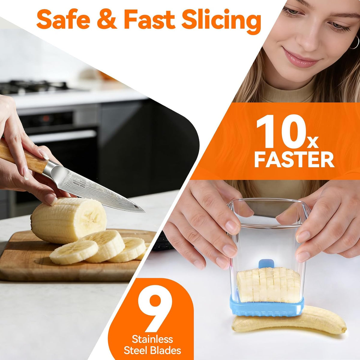 Fruit Slicer Cup for Strawberry, Banana, Hard-Boiled Egg - Detachable Cutter with Push Plate - 304 Stainless Steel Blade - Rapid & Safe Slicing Kitchen Gadget for Quick Meal Prep (Blackish green)