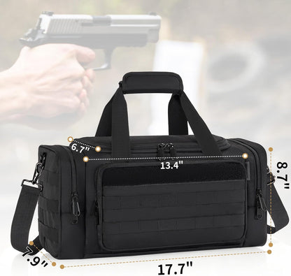 Tactical Pistol Range Bag, Gun Range Bag for Handguns, Shooting Duffle Range Pistol Bag with 6X Magazine Slots, Extra Pockets for Ammo and Essentials