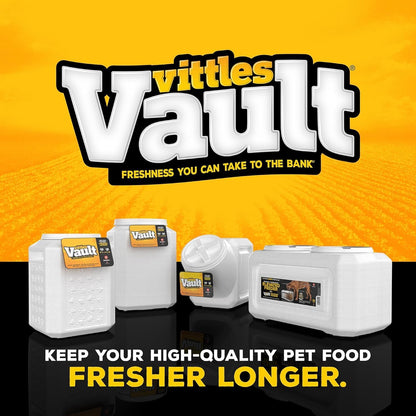 Vittles Vault Traditional Pet Food Storage Container For Dog Kibbles/Bird Seed/Oatmeal/Rice/Flour/Cereal, BPA Free Plastic, Sealed Airtight For Cat Food, Up To 50 lb, Made in USA, With Scoop, Gray