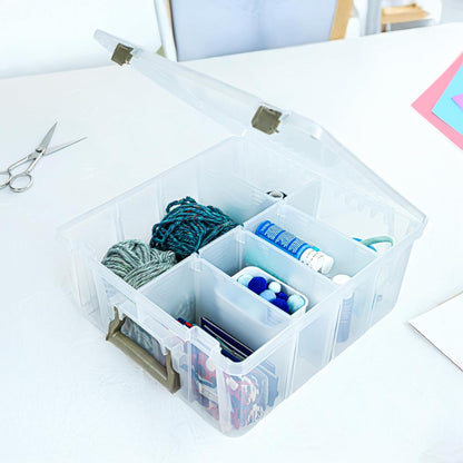 ArtBin 6990SO Super Satchel Double Deep Compartment Box - Art Storage with 8 Removable Compartments, Smart Closure for Craft Supplies (Gold - Pack of 1)