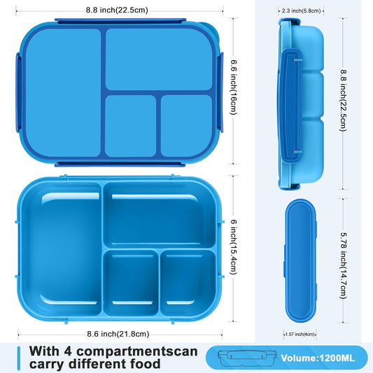 Amathley Lunch Box Kids,Bento Box Adult,Leakproof Lunch Containers for Adults/Kids/Toddler,1200ML-4 Compartments bento Lunch box with Utensil,Microwave & Dishwasher & Freezer Safe (Pink Berry)