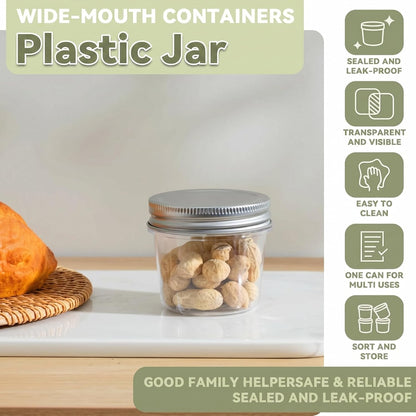 novelinks 4 oz Small Plastic Jars with Lids, 40 Pack Mini Plastic Mason Jars with Lids 4oz, Craft Storage Containers & Canning Jars & Small Spice Jars for Kitchen Organization (40 Pack,Black)