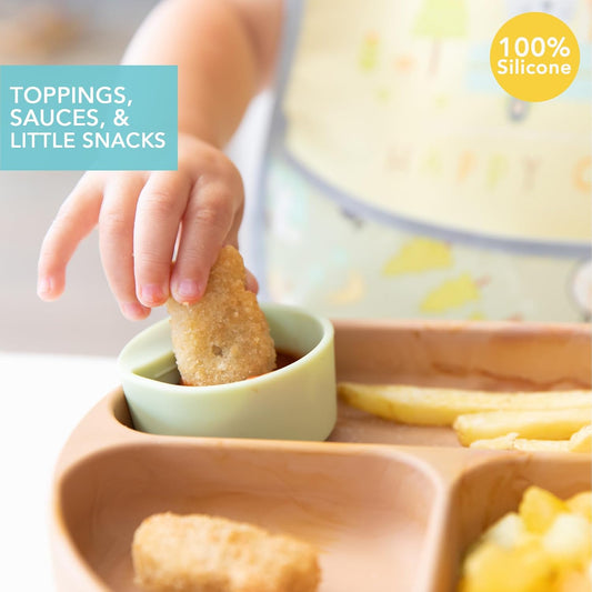 Bumkins Baby Silicone Little Dippers, Attaches to Bowls, Dishes and Plates, Sauce Cup, Holds Condiments, Dip, Puree, Toppings, Baby Led Weaning, Essential Feeding Supplies, Babies 6 Months Up, Pink