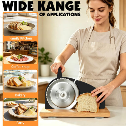 Manual Adjustable Bread Slicer Bread Cutter for Homemade Sourdough Slicer, Suction Cup Bottom, with Scale Line Plate and Food Clip and Plate(White)