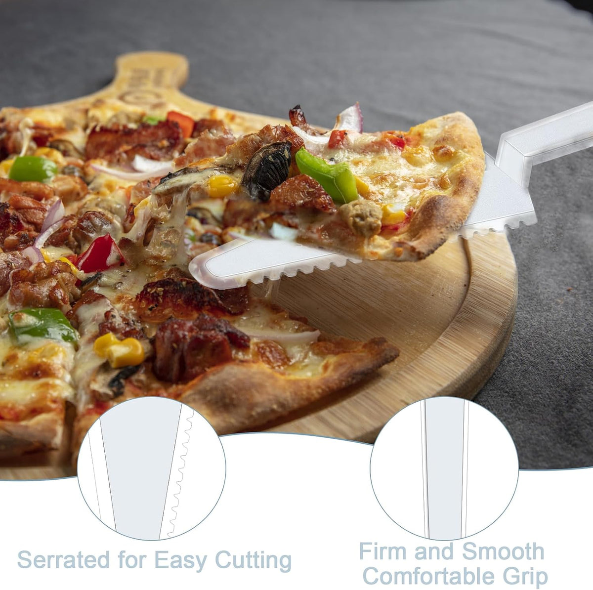 TINSKY 50Pcs Disposable Plastic Cake Cutter, Clear Cake Knife & Pie Server