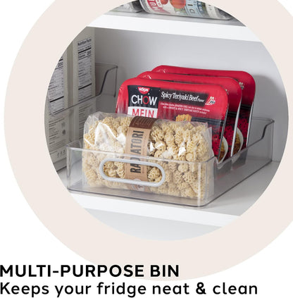 Oggi Cabinet/Drawer Storage Bin - 14" x 5" (Set of 6), Clear/Gray, Ideal for Kitchen Organization, Pantry Storage, Fridge Organizing